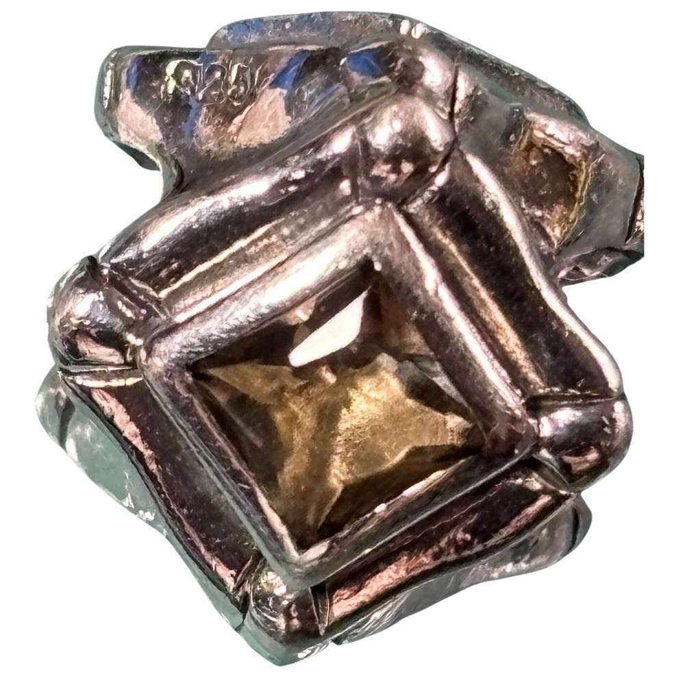 Chamilia Sterling Silver 925 Square Citrine Yellow Stone Bead Charm